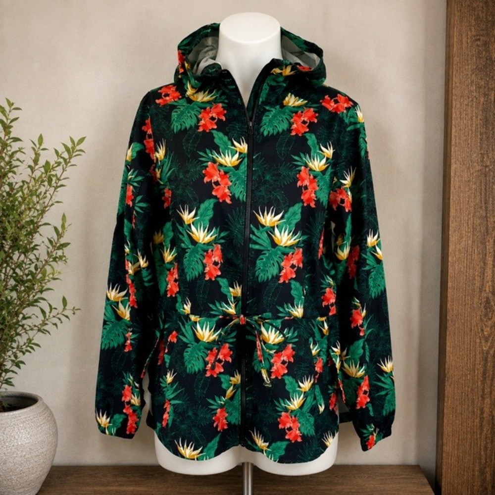 NWT Duluth Trading Pier Genius Hooded Jacket Womens Small Floral NanoTex Zip